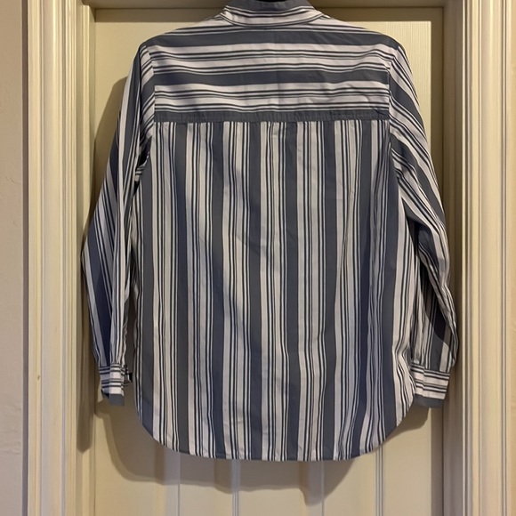 J. Crew Band-Collar Cotton Poplin Tunic in Stripe | Blue and White | 8 - Picture 6 of 7